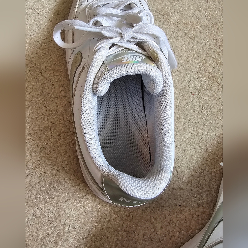 Nike Court Vision Low Metallic Silver White Sneakers Size 8 - Picture 4 of 7